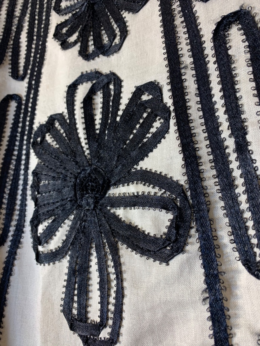 Women’s Embroidered A-Line Skirt in Cream and Black - Picture 4 of 9